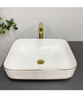 Умывальник (раковина) VBI PALERMO WHITE ROSE GOLD EDGE накладной