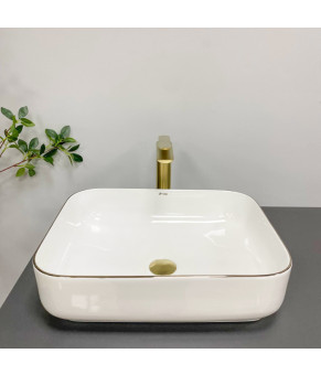 Умывальник (раковина) VBI PALERMO WHITE ROSE GOLD EDGE накладной