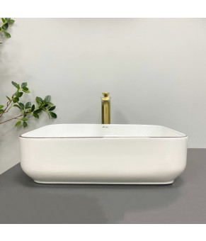 Умывальник (раковина) VBI PALERMO WHITE ROSE GOLD EDGE накладной
