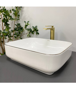 Умывальник (раковина) VBI PALERMO WHITE ROSE GOLD EDGE накладной