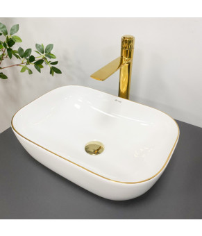 Умывальник (раковина) VBI RAVENNA WHITE GOLD EDGE накладной