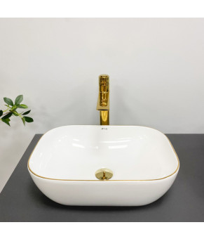 Умывальник (раковина) VBI RAVENNA WHITE GOLD EDGE накладной