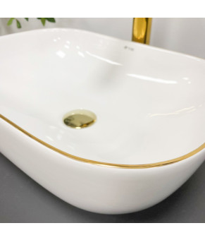 Умывальник (раковина) VBI RAVENNA WHITE GOLD EDGE накладной