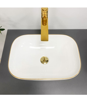 Умывальник (раковина) VBI RAVENNA WHITE GOLD EDGE накладной
