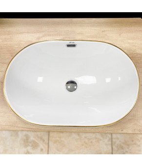 Умывальник (раковина) VBI GAETA WHITE GOLD EDGE врезной