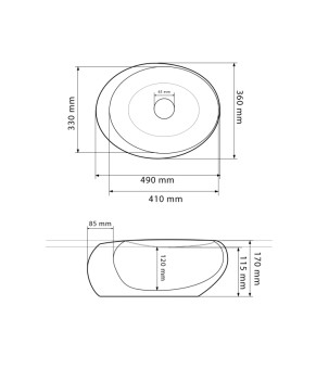 Умывальник (раковина) VBI VALIANO MARBLE BLACK MATT накладной