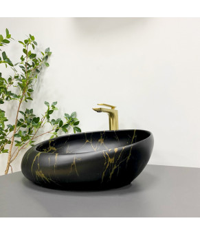 Умывальник (раковина) VBI VALIANO MARBLE BLACK MATT накладной