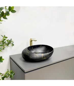 Умывальник (раковина) VBI VALIANO MARBLE BLACK MATT накладной