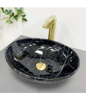 Умывальник (раковина) VBI PARMA BLACK STONE GLOSSY накладной