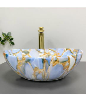 Умывальник (раковина) VBI PARMA MARBLE BLUE GLOSSY накладной