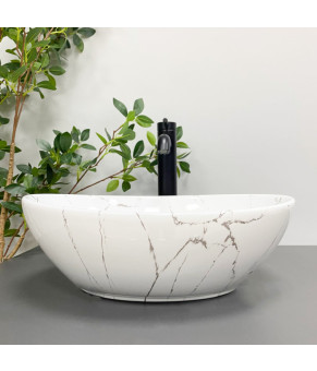 Умывальник (раковина) VBI PARMA WHITE STONE GLOSSY накладной