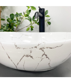 Умывальник (раковина) VBI PARMA WHITE STONE GLOSSY накладной