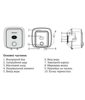 Водонагрівач "Над мийкою" Mixxus EWH-0515 Small Over накопич. 15 л, мокр.тен 1,5 kW (WH0004)