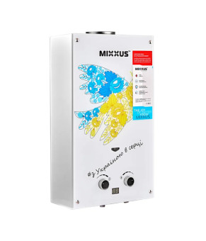 Газова колонка MIXXUS GWH-0610 BASIC GLASS димохідна 10 л/хв (панель зі скла з малюнком) (WH0027)