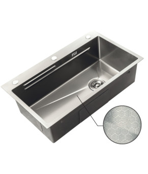 Мийка Zerix ZH7545-SET-05 DECOR NANO-SILVER (3.0/0.8) з нерж. сталі, комплект (нержавійка) (ZM5584)