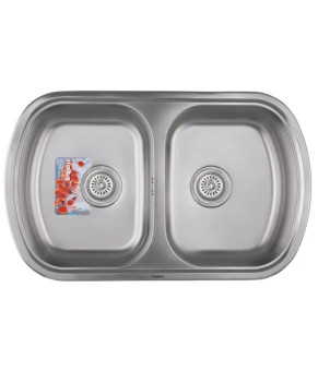 Мийка кухонна Haiba 80x49 Double (Satin) (HB0652)