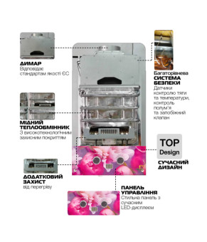 Газова колонка MIXXUS GWH-0410 BASIC GLASS димохідна 10 л/хв (панель зі скла з малюнком) (WH0025)