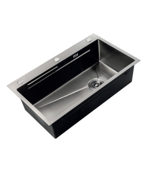 Мийка Zerix ZH8045-SET-05 NANO-BLACK (3.0/0.8) з нерж. сталі, комплект (графіт) (ZM5585)