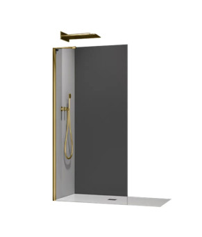 Душевая перегородка Koer SR SP02-100x200-TR-12 Walk-In матовое золото (KR5396)