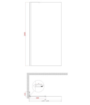 Душевая перегородка Koer SR SP02-100x200-TR-12 Walk-In матовое золото (KR5396)