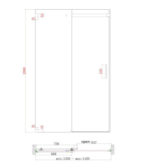 Двері в нішу Koer SR SD02-140x200-TR-01 скло прозоре 8мм, хром (KR5383)