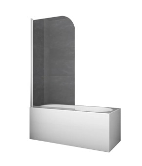 Шторки стеклянные на ванну Koer SR BS01-80x140-TR-01 прозрачное стекло 6мм, хром (KR 5400)