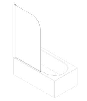 Шторки стеклянные на ванну Koer SR BS01-80x140-TR-01 прозрачное стекло 6мм, хром (KR 5400)