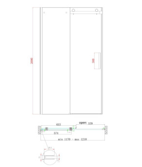 Двери в нишу Koer SR SD01-120x200-TR-07 прозрачное стекло Easy Clean 8мм, графит (KR5378)