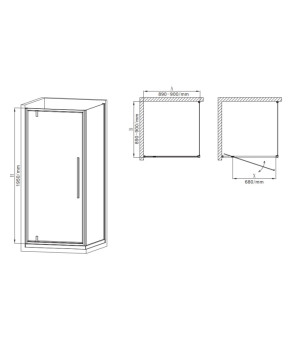 Душова кабіна без піддону Mixxus Premium BEVEL SC01-90x90x195-TR Chrome прозоре скло 6мм (MI6863)