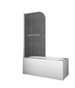Шторки стеклянные на ванну Koer SR BS02-80x140-TR-01 прозрачное стекло 6мм, хром (KR5401)