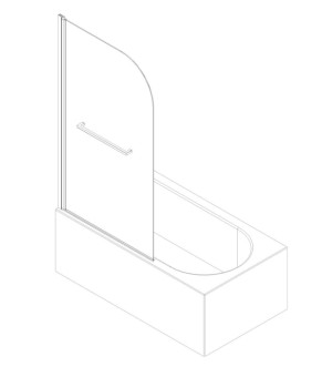 Шторки стеклянные на ванну Koer SR BS02-80x140-TR-01 прозрачное стекло 6мм, хром (KR5401)