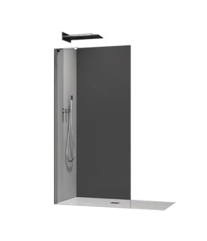 Душевая перегородка Koer SR SP02-100x200-TR-07 Walk-In прозрачное стекло Easy Clean 8мм, графит (KR5397)