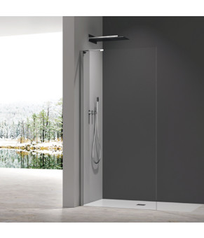 Душевая перегородка Koer SR SP02-100x200-TR-07 Walk-In прозрачное стекло Easy Clean 8мм, графит (KR5397)