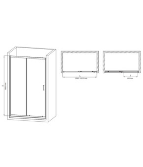 Двері в нішу Mixxus Premium DIVERSE SD01-140x185-TR Chrome прозоре скло 5мм (MI6874)