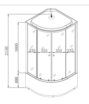 Бокс душевой с гидромассажем Mixxus STRONG SBH01-90x90x215 - FB SATIN с высоким поддоном (MI6888)