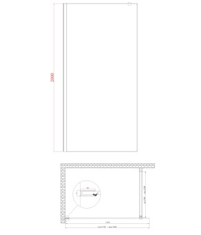 Душевая перегородка Koer SR SP01-120x200-TR-01 Walk-In 120см, прозрачное стекло Easy Clean 8мм, хром (KR5394)