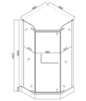 Душевая кабина с низким поддоном Mixxus LINES SCT01-90X90X198-TR CHROME прозрачное стекло 6мм (MI6913)