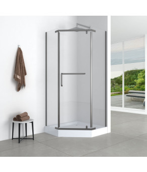 Душевая кабина с низким поддоном Mixxus LINES SCT01-90X90X198-TR GRAPHITE прозрачное стекло 6мм (MI6914)