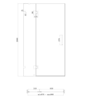 Двери в нишу Koer SR SD04-100x200-TR-01 прозрачное стекло Easy Clean 10мм, хром (KR5386)