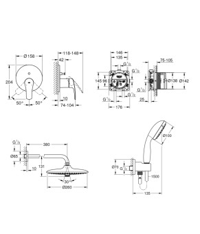 Душова система прихованого монтажу зі змішувачем Grohe Grohtherm SmartControl (UA34614SC4)