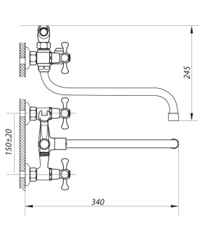 Змішувач для ванни Zerix DMT 836 (ZX0019)