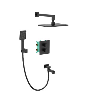 Вбудована душова система з термостатом Koer KB-67011-05 (Колір чорний) (KR4727)