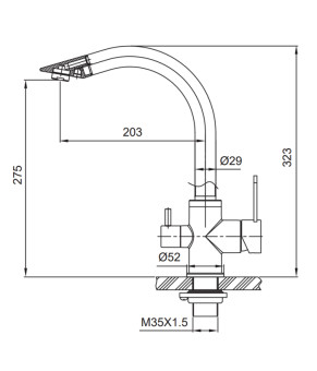 Змішувач для кухні з виходом для питної води Koer KI-72019-02 (з нерж. сталі) (KR4796)