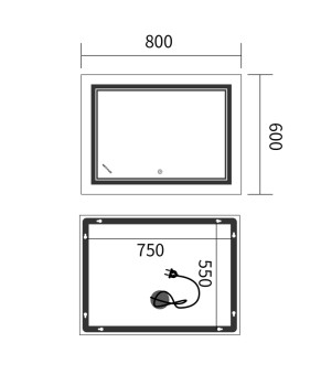 Дзеркало Mixxus Premium QUADRO MR20-80x60-REVERSE (LED Touch, Anti-fog, димер) (MP6619)