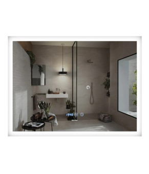 Дзеркало Mixxus FLAT MR04-80x60 з LED Touch, Anti-fog, димером, регулюванням яскравості, годинником