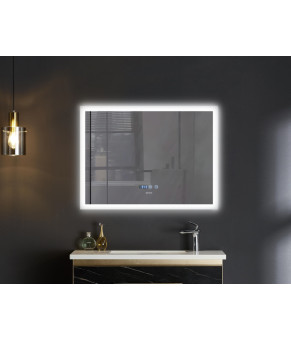 Дзеркало Mixxus FLAT MR04-80x60 з LED Touch, Anti-fog, димером, регулюванням яскравості, годинником