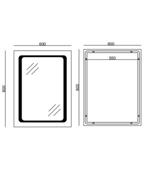 Дзеркало Mixxus TWEE MR09-80x60-REVERSE з LED Touch, Anti-fog, димером, регулюванням яскравості (MI