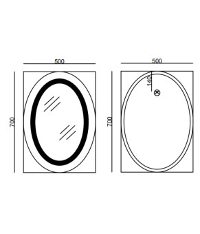 Дзеркало Mixxus Plain MV02-50x70 (годинник, LED-підсвічування, антизапотівання) (MI6010)