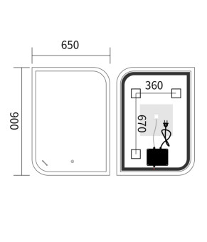 Дзеркало Mixxus Premium BEVEL MA02-90x65-REVERSE (LED Touch, Anti-fog, димер (3-6,5kK)) (MP6641)
