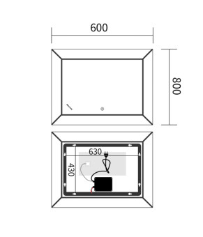Дзеркало Mixxus Premium CUBIC MR14-80x60-REVERSE (LED Touch, Anti-fog, димер) (MP6648)